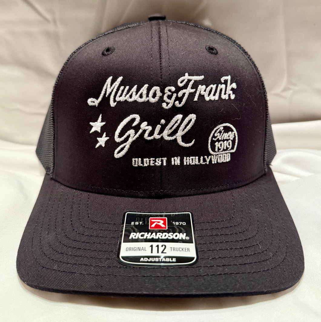Black Richardson Trucker Hat with Logo