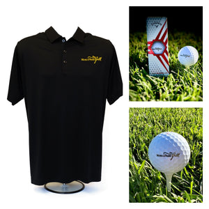 Men's Polo Shirt and a Set of Three Golf Balls